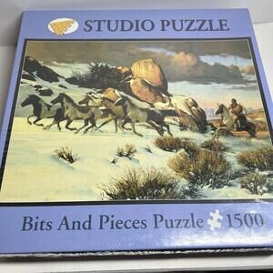 Bits And Pieces Puzzle 2005 Roger Cooke: Winter Raid 1500 Pieces Native Theme